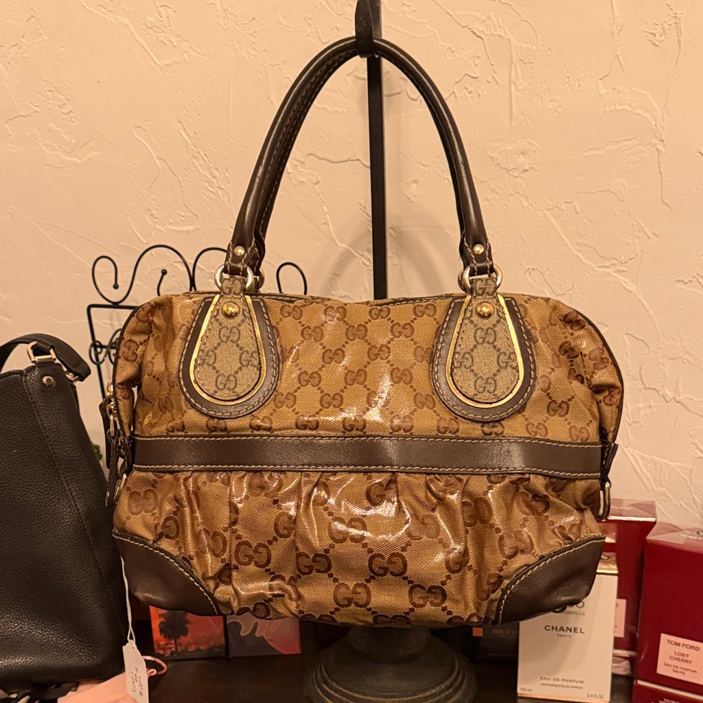 Gucci Crystal Canvas Brown Monogram Women's Bag